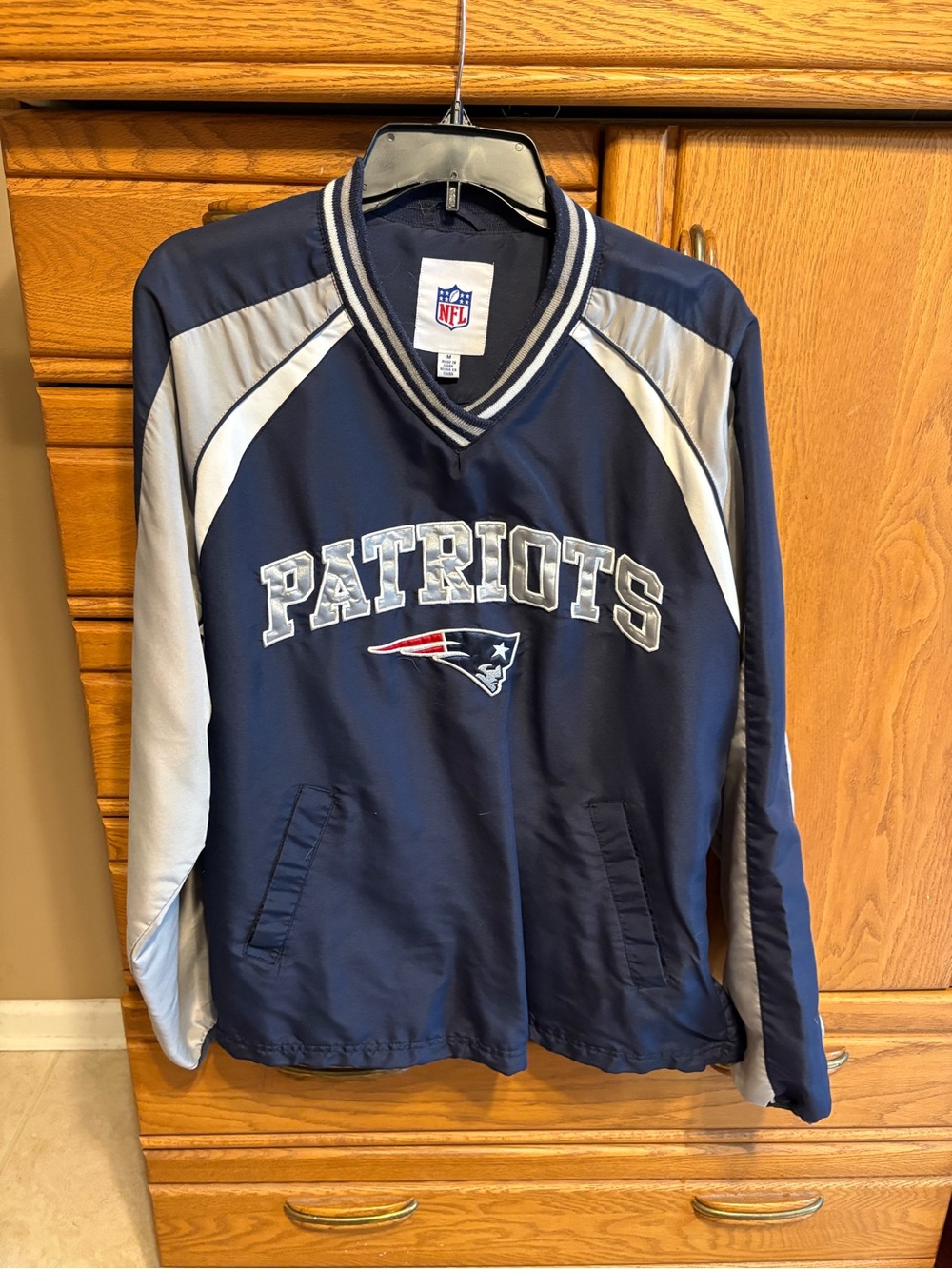 NFL Patriots Navy and Gray Mens Pullover Hoodie
